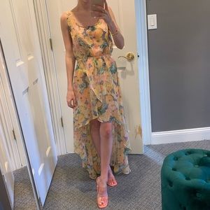 LF Millau high low yellow floral dress
